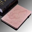 Case for Lenovo Tab M9, Wallet Pen Slot, butterflies, brown