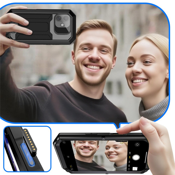 R-JUST armoured case with screen protector and stand for iPhone 17