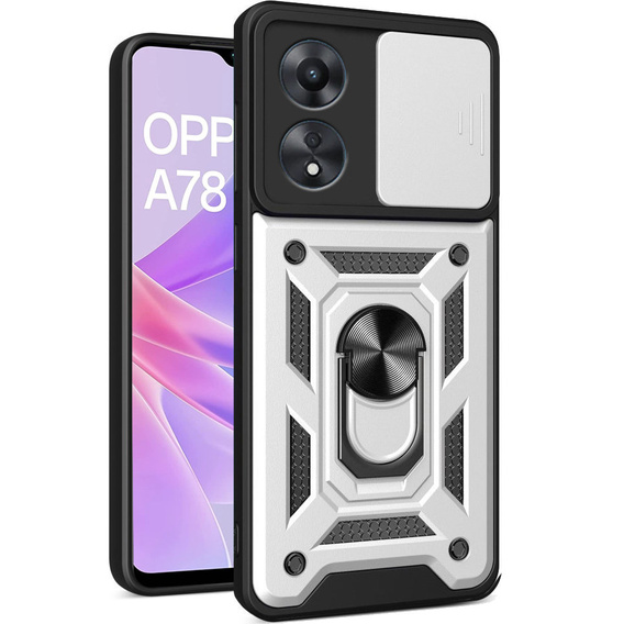 Case for Oppo A78 5G, CamShield Slide, silver
