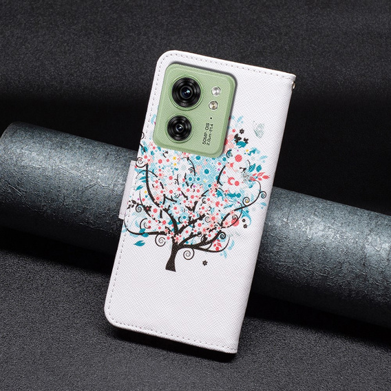Flip case for Motorola Edge 40 5G, Wallet, colorful tree, white