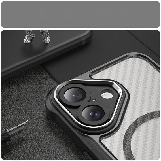 Case for iPhone 16 Plus, Fusion Hybrid Carbon, for MagSafe, black