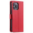 Flip case for iPhone 16 Pro, Rhombus Crossbody Leather, red