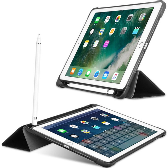 Case for iPad 9.7 2018 / 2017/ Air / Air 2, Smartcase with stylus space, black