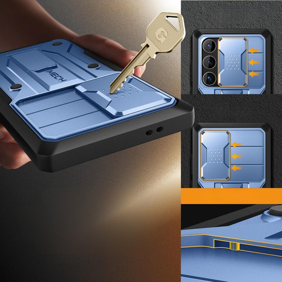 Case for Samsung Galaxy S24 Ultra, Tongate MECH with belt clip, blue