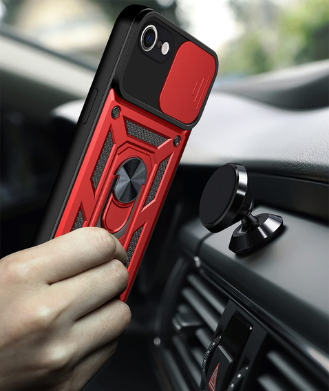 Armored Case for iPhone 16E, CamShield Slide, red + Tempered Glass 9H