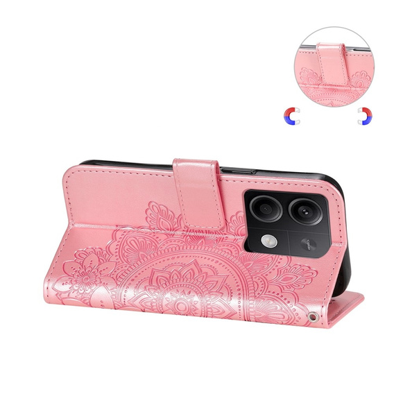 Flip case for Xiaomi Redmi Note 13 5G, Mandala, pink rose gold