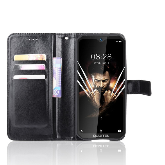 Flip case for Oukitel WP6, Crazy Horse Wallet, black