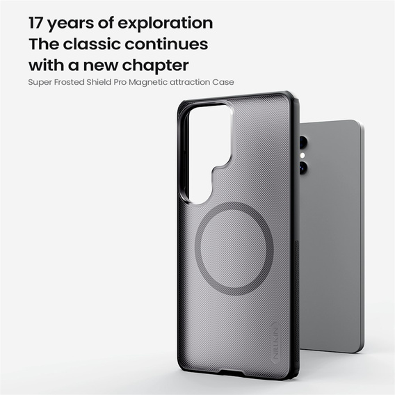 Nillkin Frosted Shield Pro MagSafe case for Samsung Galaxy S26 Ultra, transparent/black