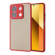 Silicone case for Xiaomi Redmi Note 13 5G, with camera protection, transparent / red + Tempered Glass 9H