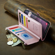 Case CASEME for Samsung Galaxy S24 FE, RFID Leather Wallet, with shoulder strap, pink