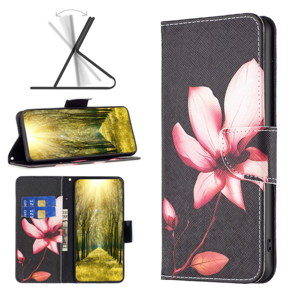 Flip case for Xiaomi Redmi Note 13 Pro 5G, Wallet, Lotus black