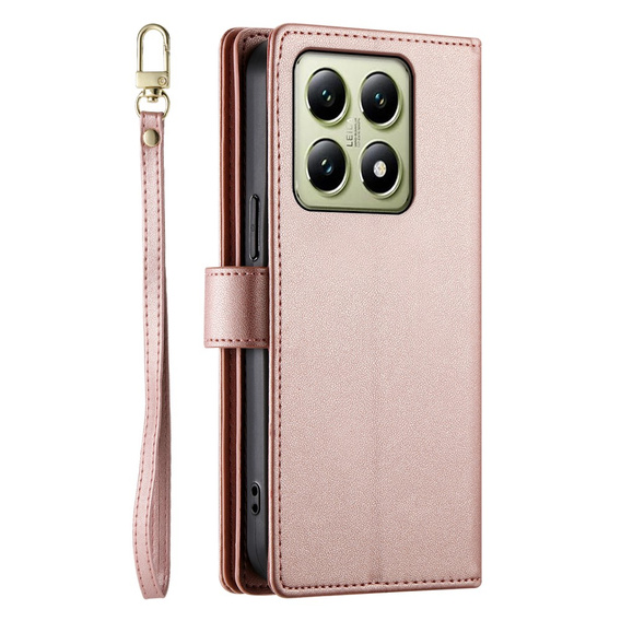 Flip case for Xiaomi 14T, Wallet Zipper Pocket, pink
