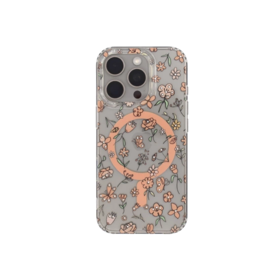 Magnetic case with floral laser pattern for iPhone 16 Pro