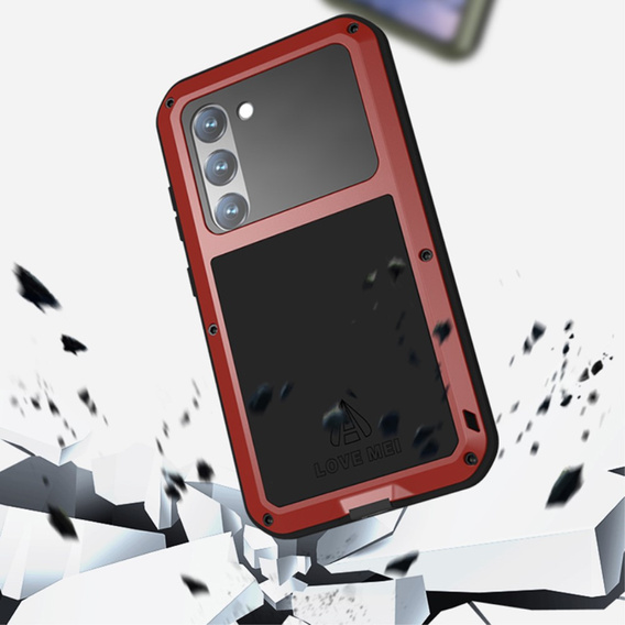Love Mei Case for Samsung Galaxy S23, armored with glass, red