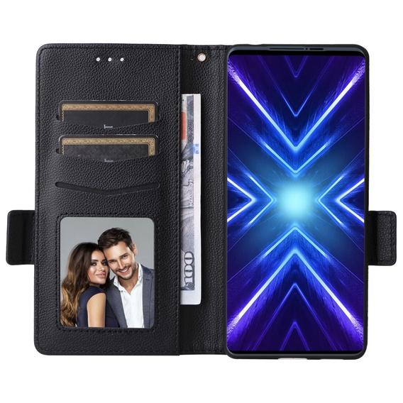 Case for HTC U24 Pro 5G, Wallet Litchi Leather, black