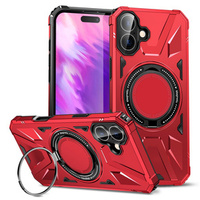 Case for iPhone 16, armored with stand and handle plate, red