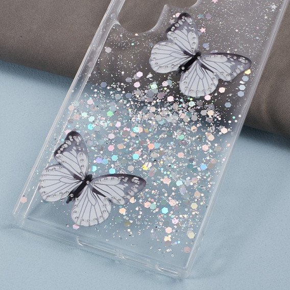 Case for Samsung Galaxy S24 Ultra, Glitter Butterfly, white