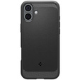 Spigen case for iPhone 16 Plus, Rugged Armor MagSafe, black + Tempered Glass 9H