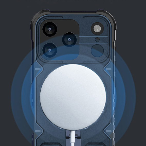 Case for iPhone 17 Pro Max, for MagSafe, armoured with stand, blue