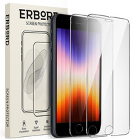 2x Tempered Glass for iPhone 7/8/SE 2020/SE 2022, ERBORD 9H Hard Glass for phone screen