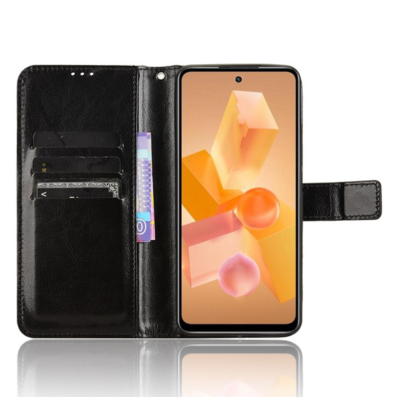 Flip case for Infinix Hot 40i, Crazy Horse Wallet, black