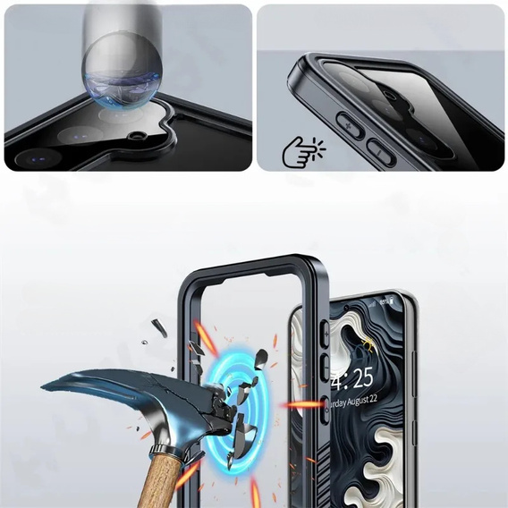 IP68 Waterproof Case for Samsung Galaxy S25+ Plus, black