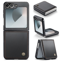 Case for Samsung Galaxy Z Flip7 FE / Z Flip6, CASEME Litchi Leather, black