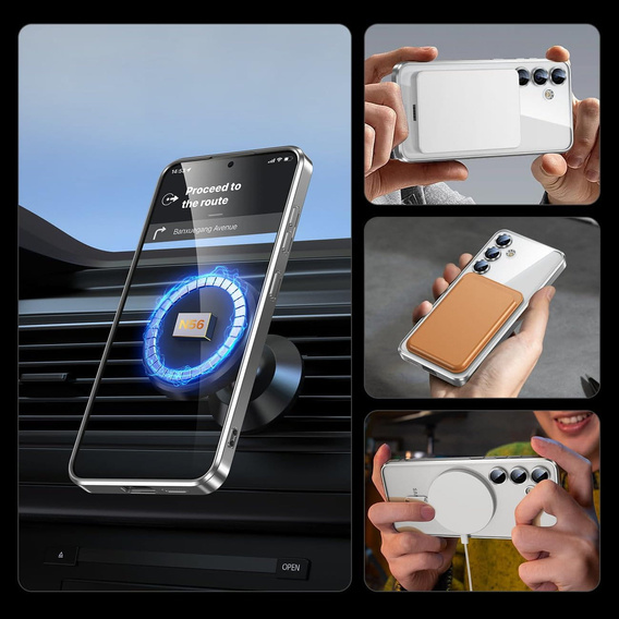 Case for Samsung Galaxy S24+ Plus, Electro MagSafe, silver + Screen Glass