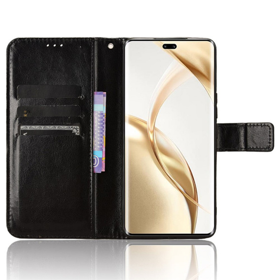 Flip case for Honor 200 Pro 5G, Crazy Horse Wallet, black