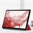 Case for Samsung Galaxy Tab S9 Plus, Smartcase with stylus space, red