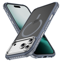 Matt Case for iPhone 17 Pro Max, armoured, for MagSafe, smoky with grey sides