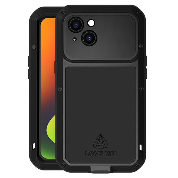 Love Mei Case for iPhone 14, armored with glass, black