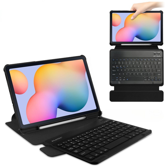 Keyboard case for Samsung Galaxy Tab S6 Lite 2024 / 2022 / 2020, Rotary 360° Leather, black