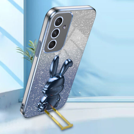 Case for Samsung Galaxy A54 5G, Glitter Rabbit, with slide-out stand, blue