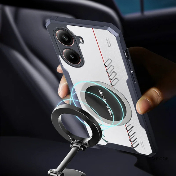 Case for Xiaomi Poco X7 Pro 5G, with magnetic sheet, transparent / black