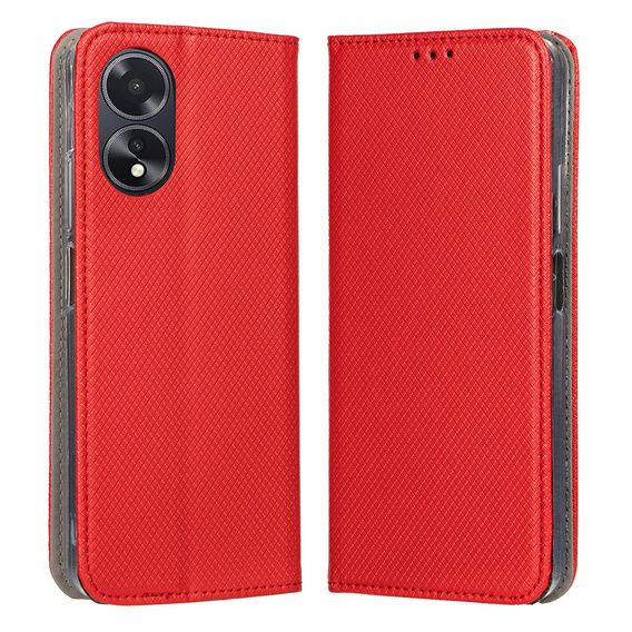 Case for Oppo A18 4G / A38 4G, Smart Magnet, red + 9H glass