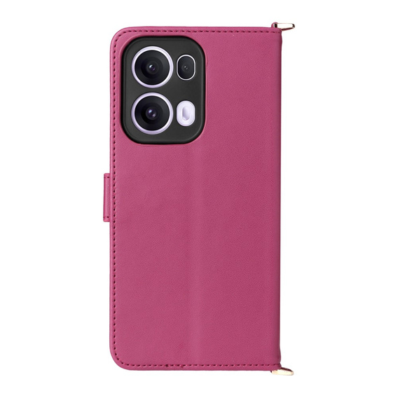 Crossbody Leather Wallet flip case for Oppo Reno 13 Pro 5G, maroon