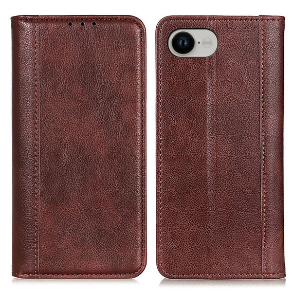 Case for Iphone 16E, Wallet Litchi Leather, brown