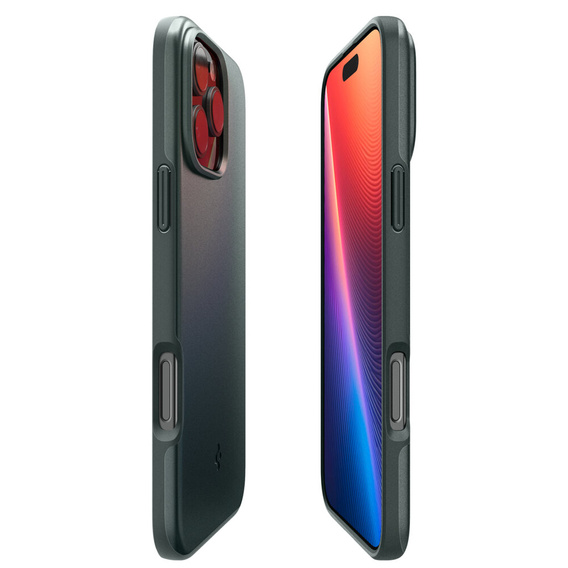 Spigen case for iPhone 16 Pro, Thin Fit Mag, green + 9H tempered glass