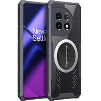 Case for OnePlus 11 5G, with magnetic sheet, transparent / black
