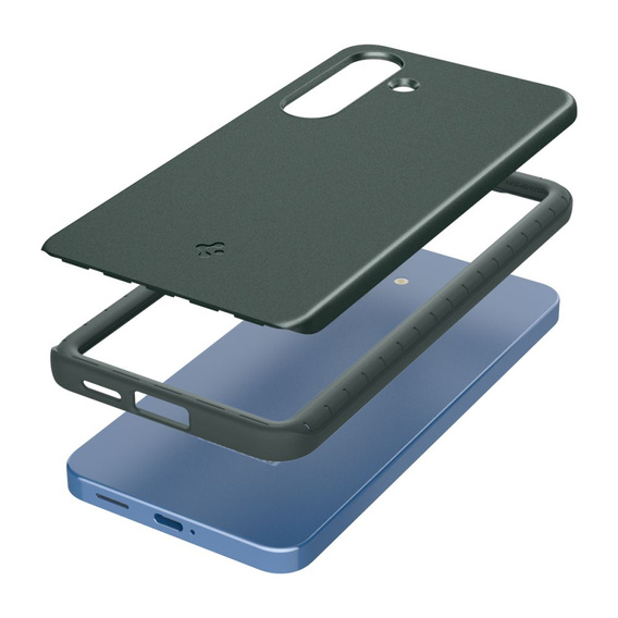 Spigen case for Samsung Galaxy S25, Thin Fit Mag, green + 9H tempered glass 