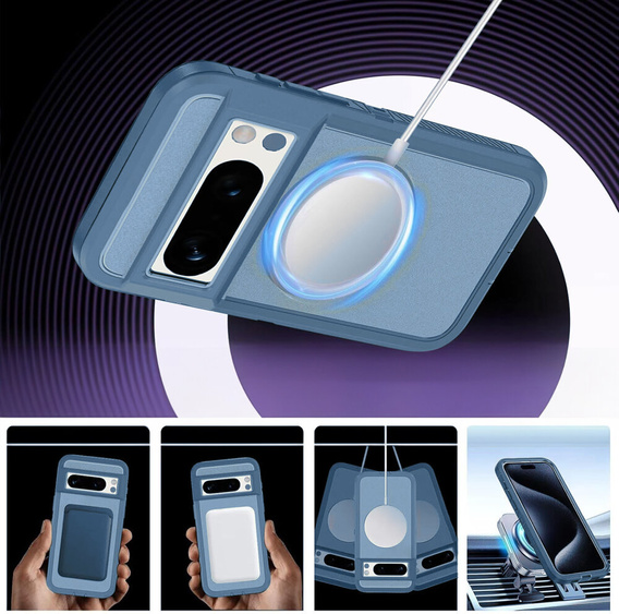 Case with frame for Google Pixel 8 Pro, for MagSafe, blue