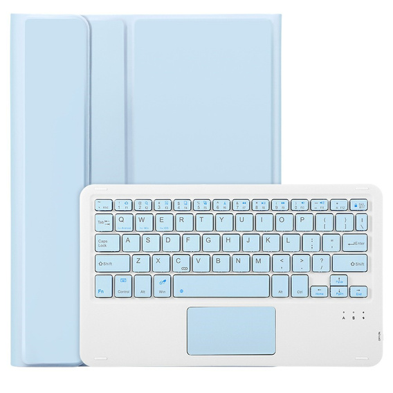 Case + keyboard Samsung Galaxy Tab A9+, Leather Pen Slot TouchPad, light blue