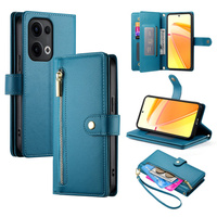 Flip case for Oppo Reno 13 5G, Wallet Zipper Pocket, blue