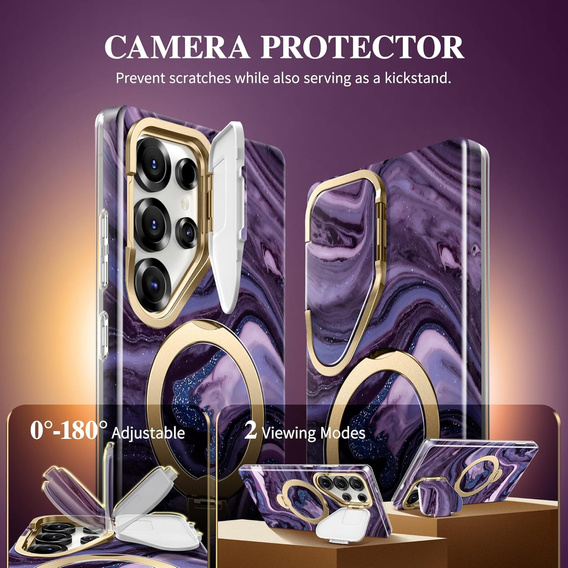 GVIEWIN MagSafe Stand Case for Samsung Galaxy S25 Ultra – Quicksand/Purple