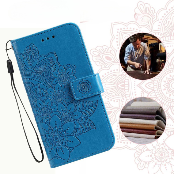 Flip case for Samsung Galaxy A14 4G/5G, Mandala Flower, blue
