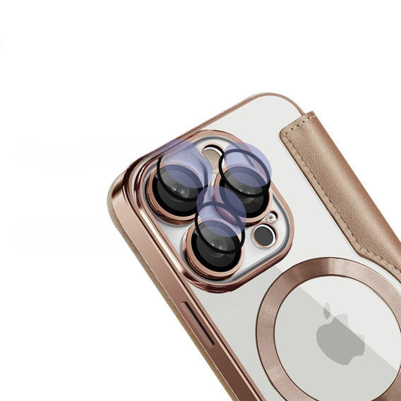 Flip case for iPhone 16 Pro, RFID Wallet MagSafe CamShield, gold