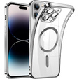 Case for iPhone 14 Pro, Electro MagSafe, silver + Screen Glass