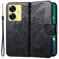 Flip case for Realme C55, Butterfly, black