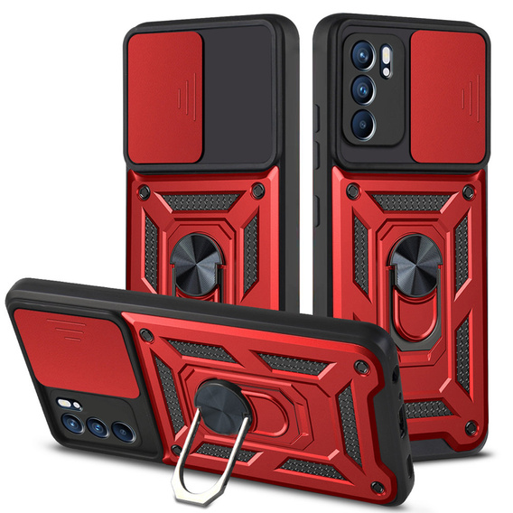Case for Oppo Reno 6 5G, CamShield Slide, red